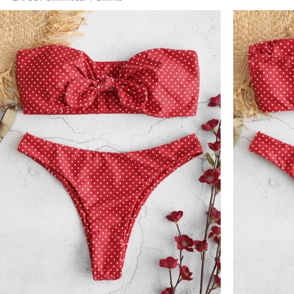Zaful Other - BRAND NEW AND NEVER WORN! Polka dot bandeau bikini
